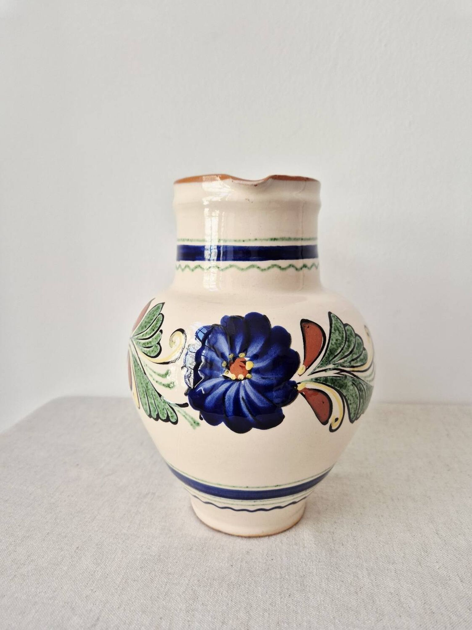 Pichet à eau, vase en grès vintage de style portugais
