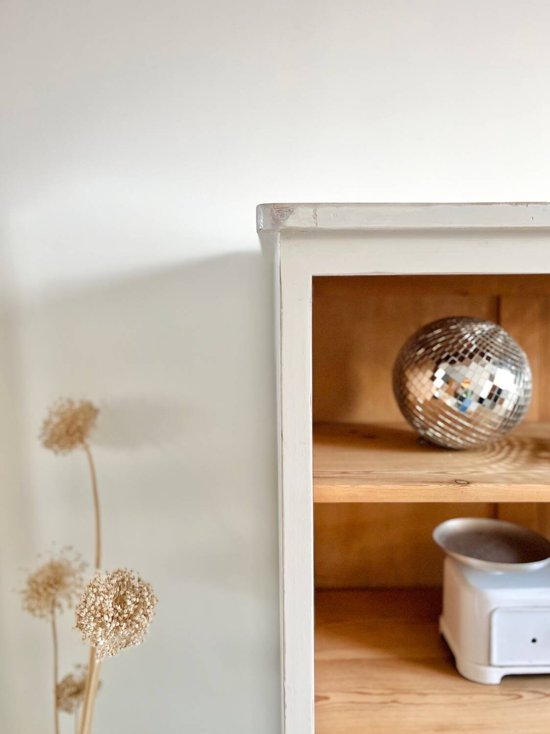 Large antique school wardrobe/bookshelf in solid pine – 1950