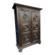 Antique Louis XIII armoire in solid walnut with carved doors