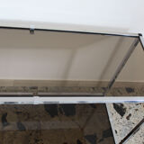Console in chromed metal and smoked glass, Italy 70's
