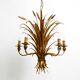 Beautiful huge 1970s gold-plated 5-arm tall metal chandelier by Hans Kögl