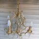 Rare old cage chandelier in gilded bronze and crystal 4 lights / WORKING CONDITION LEFT?