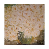 Original signed white flower bouquet painting with its certificate