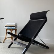 Vintage wood and canvas folding armchair by Tord Bjorklund for Ikea