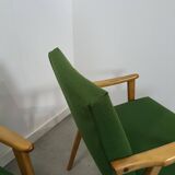Set of 6 groene eetkamerstoelen met beukenhout