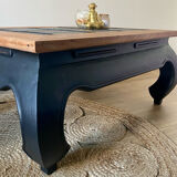 Black Opium and wood coffee table
