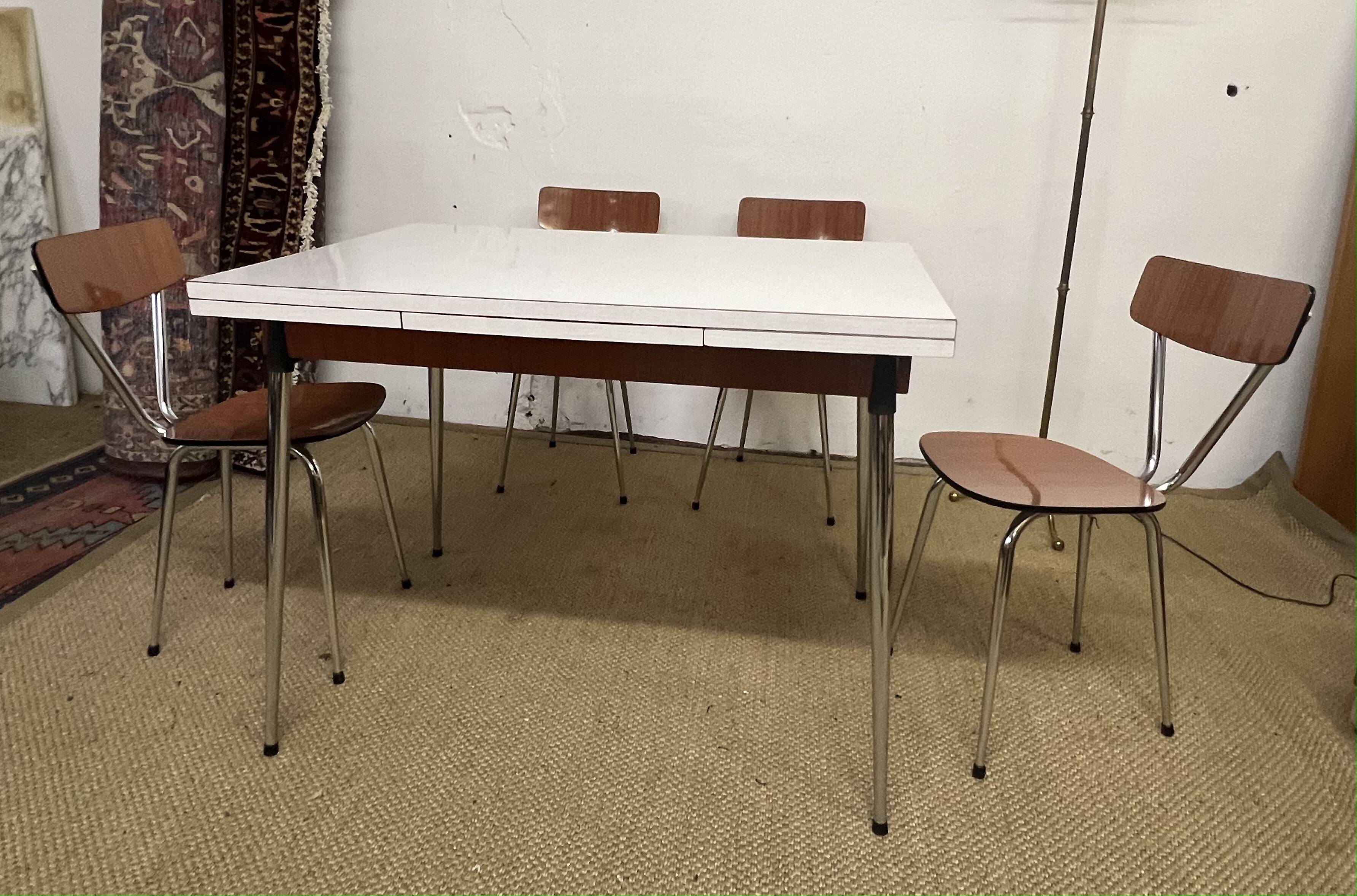 Tublac formica table and chairs set 1970