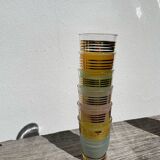 6 multicolored and gold glasses 1950