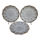 3 vintage plates for deviled eggs / oysters in white glass and gold