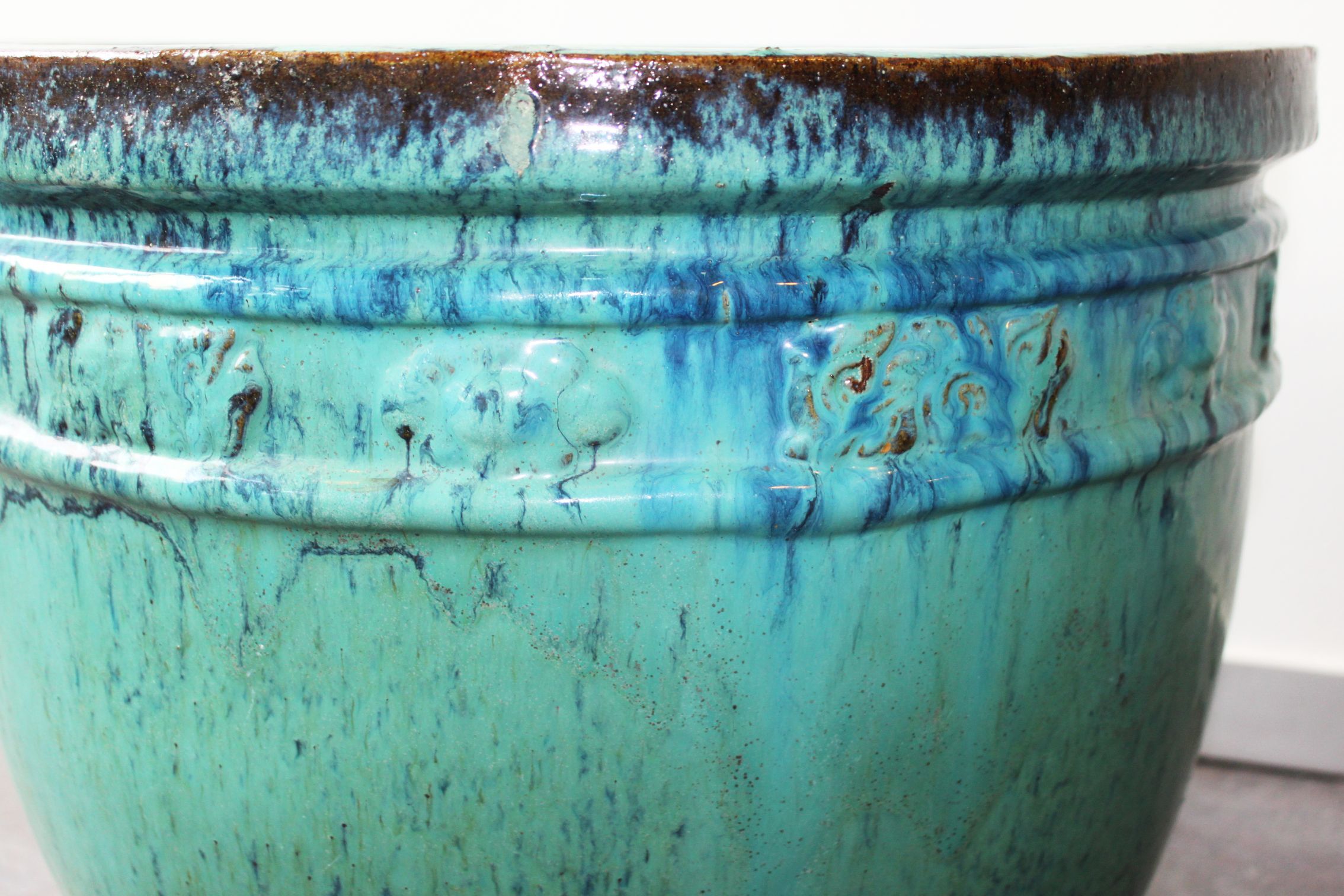 Glazed terracotta planter, handmade, 20th century