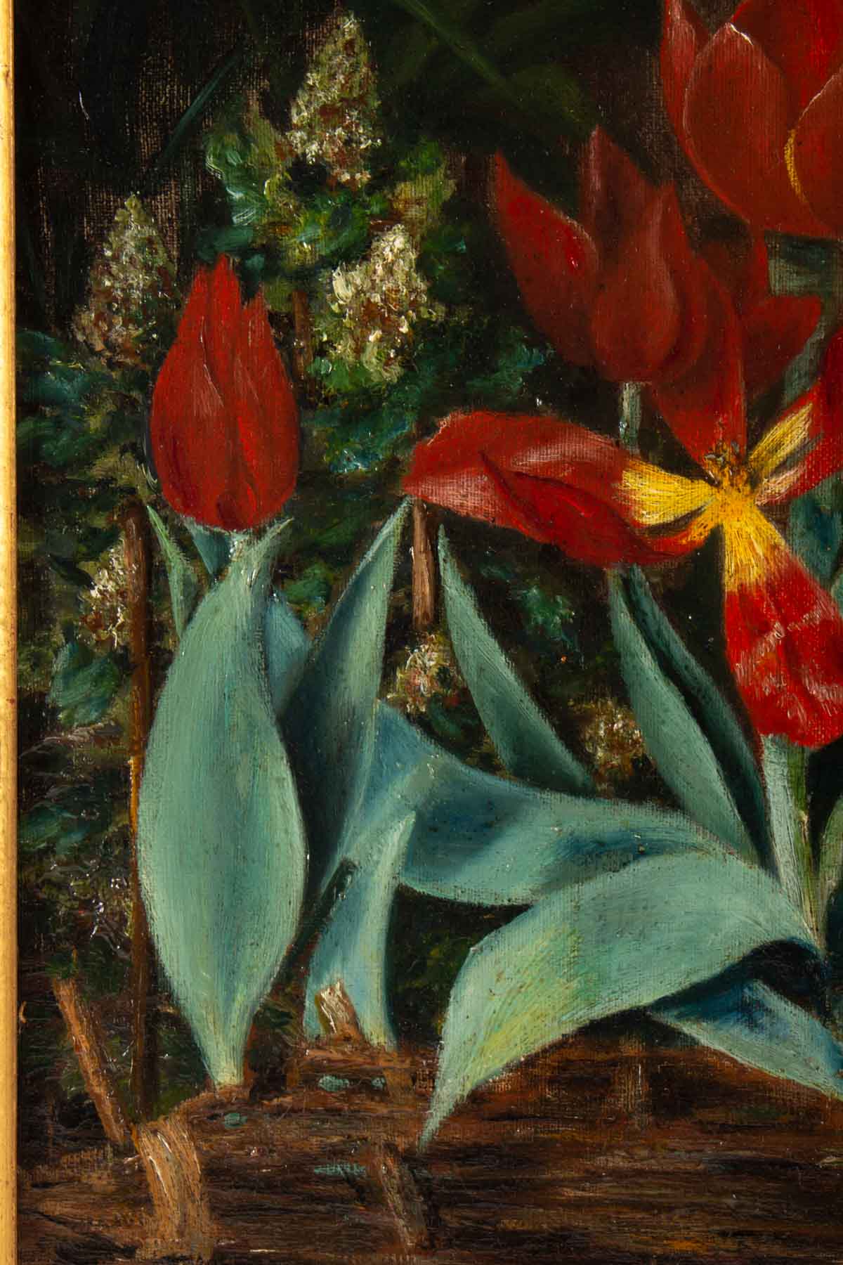 Floral composition in basket by H. Vaneyck- dated 1895