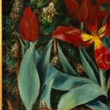 Floral composition in basket by H. Vaneyck- dated 1895