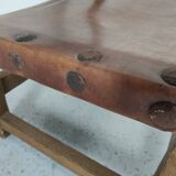 Pair of Spanish vintage leather armchairs 1920/1930