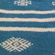 Tapis kilim traditionnel bleu et blanc fait main en pure laine - 195x115cm