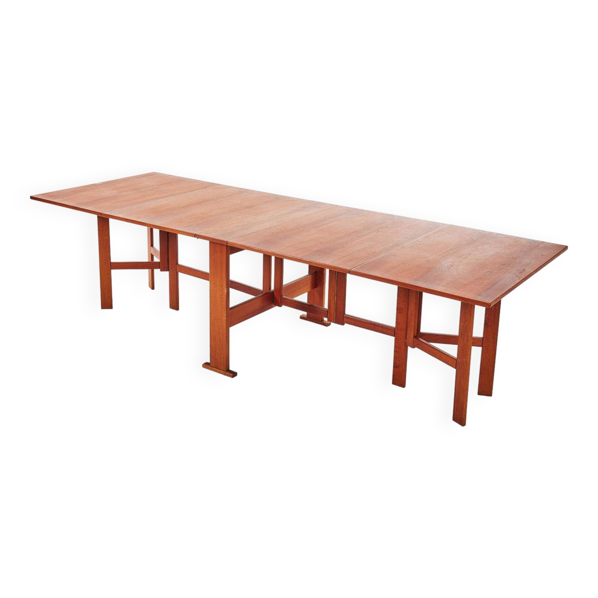Swedish "Gate Leg" modular and folding table for 4 to 14 people (2.8m long) in teak by Göran Strand & Eriksson for Lelångs Mobelfabrik (Vintage 60s)