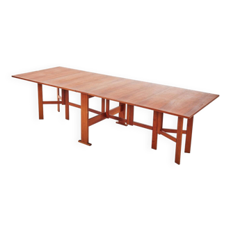 table suédoise "Gate Leg" modulable et dépliante de 4 à 14 personnes (2.8m de long) en teck par Göran Strand & Eriksson pour Lelångs Mobelfabrik (Vintage années 60