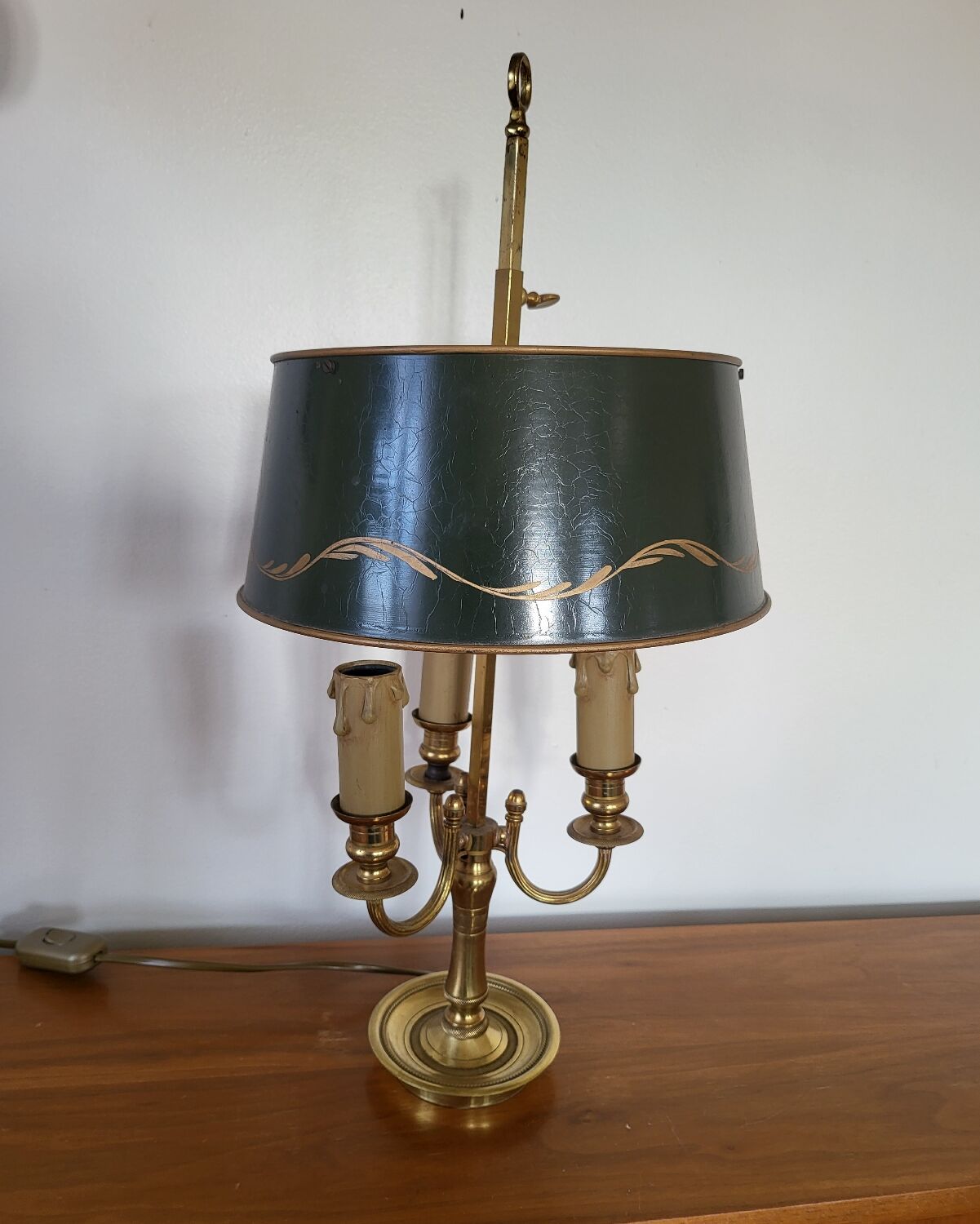 Antique Empire Style Bouillotte Lamp in brass and tin
