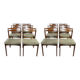 Set Of 12 Dining Chairs Made In Rosewood And Green Fabric