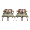 Ensemble de 12 chaises de salle à manger en palissandre et tissu vert
