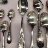 Old silver metal service with box