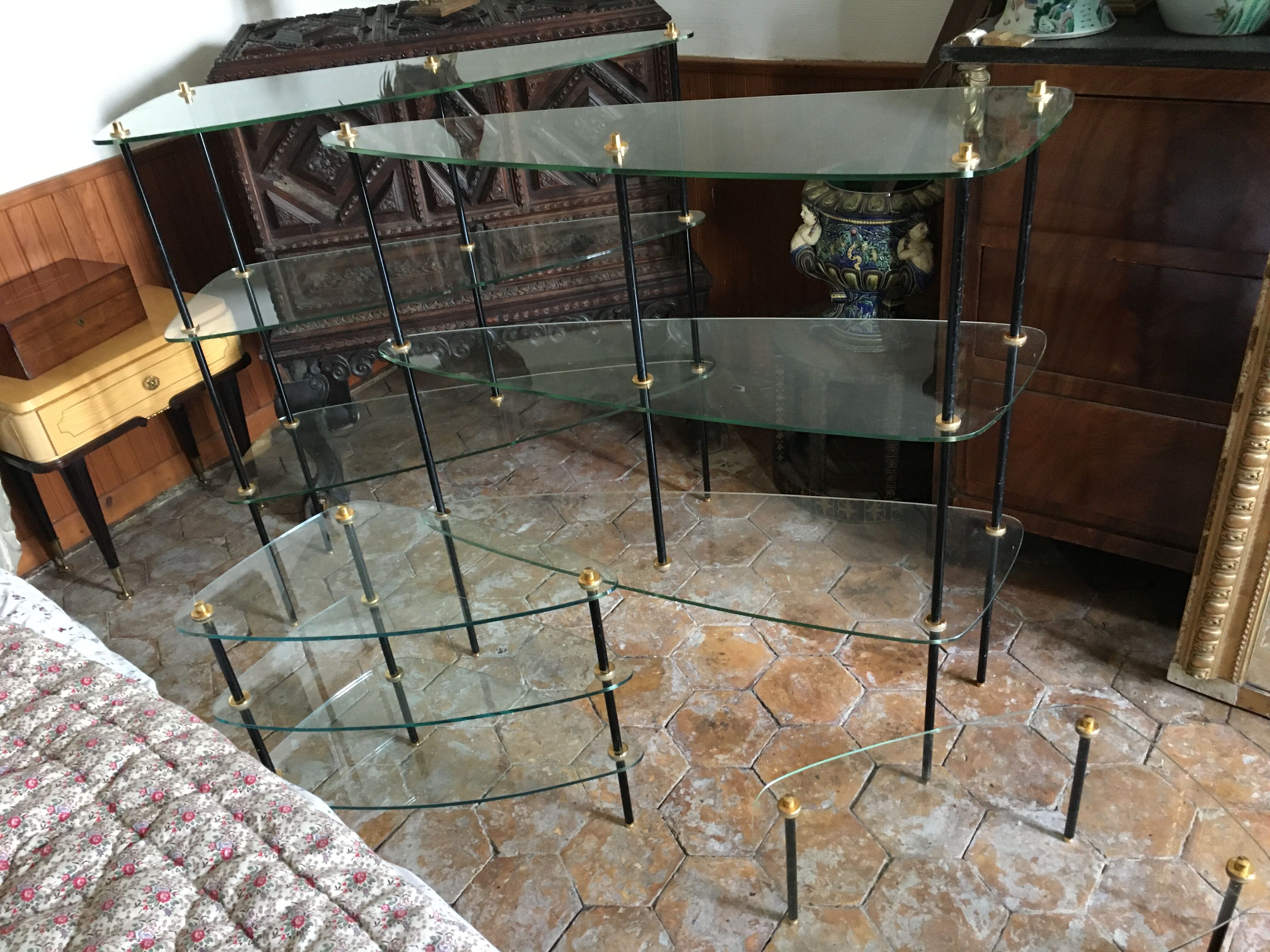 Metal and glass shelves