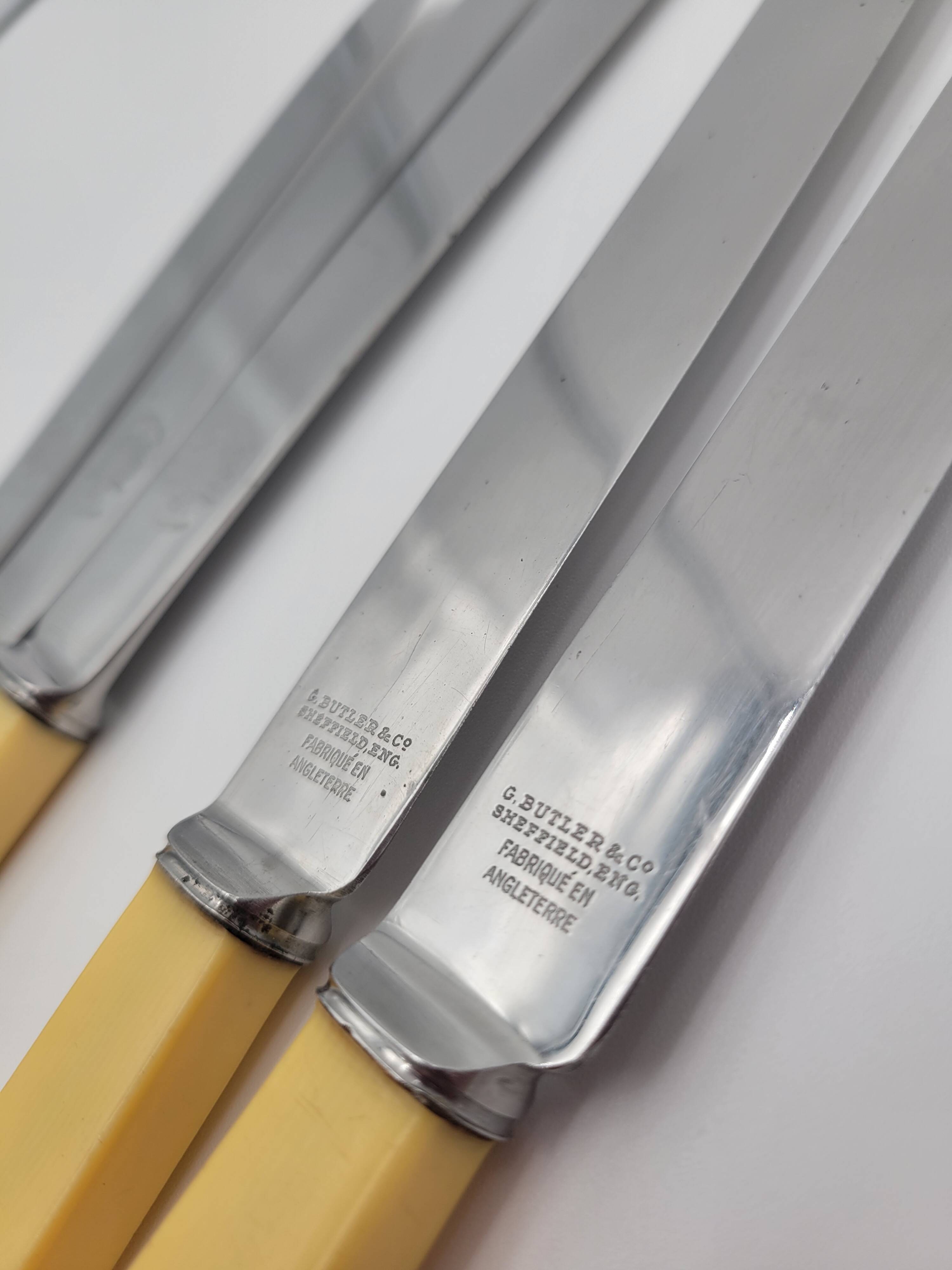 10 g.butler&co knives with galalith handles