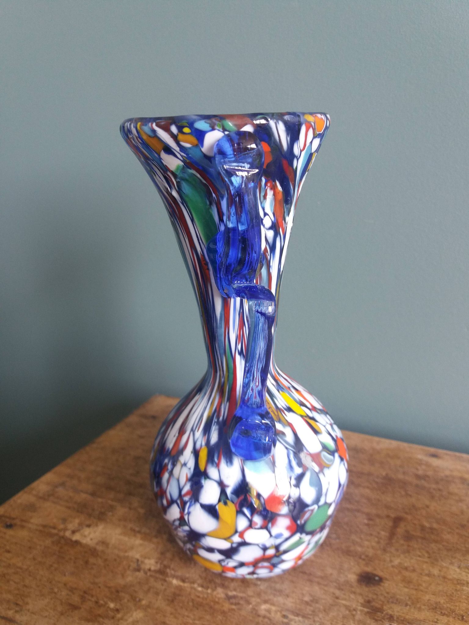 Murano polychrome blown glass vase