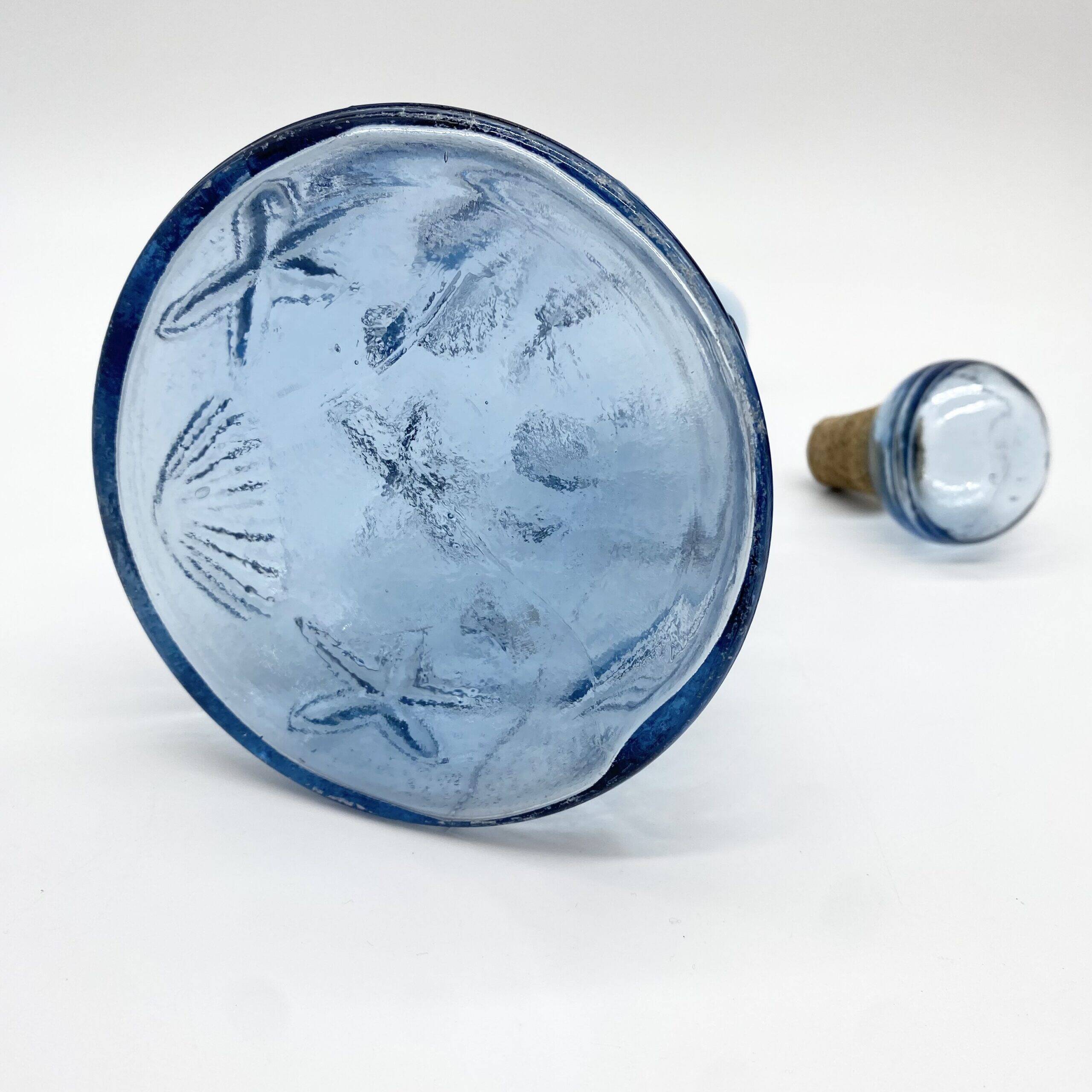 Carafe "fonds marins" verre bleu – Empoli, 1970s