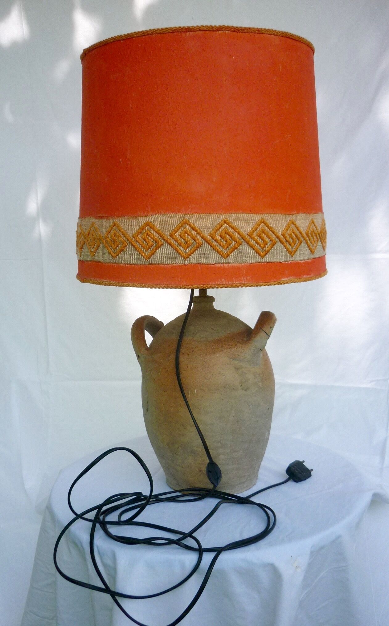 Jar mounted in vintage lamp 70's