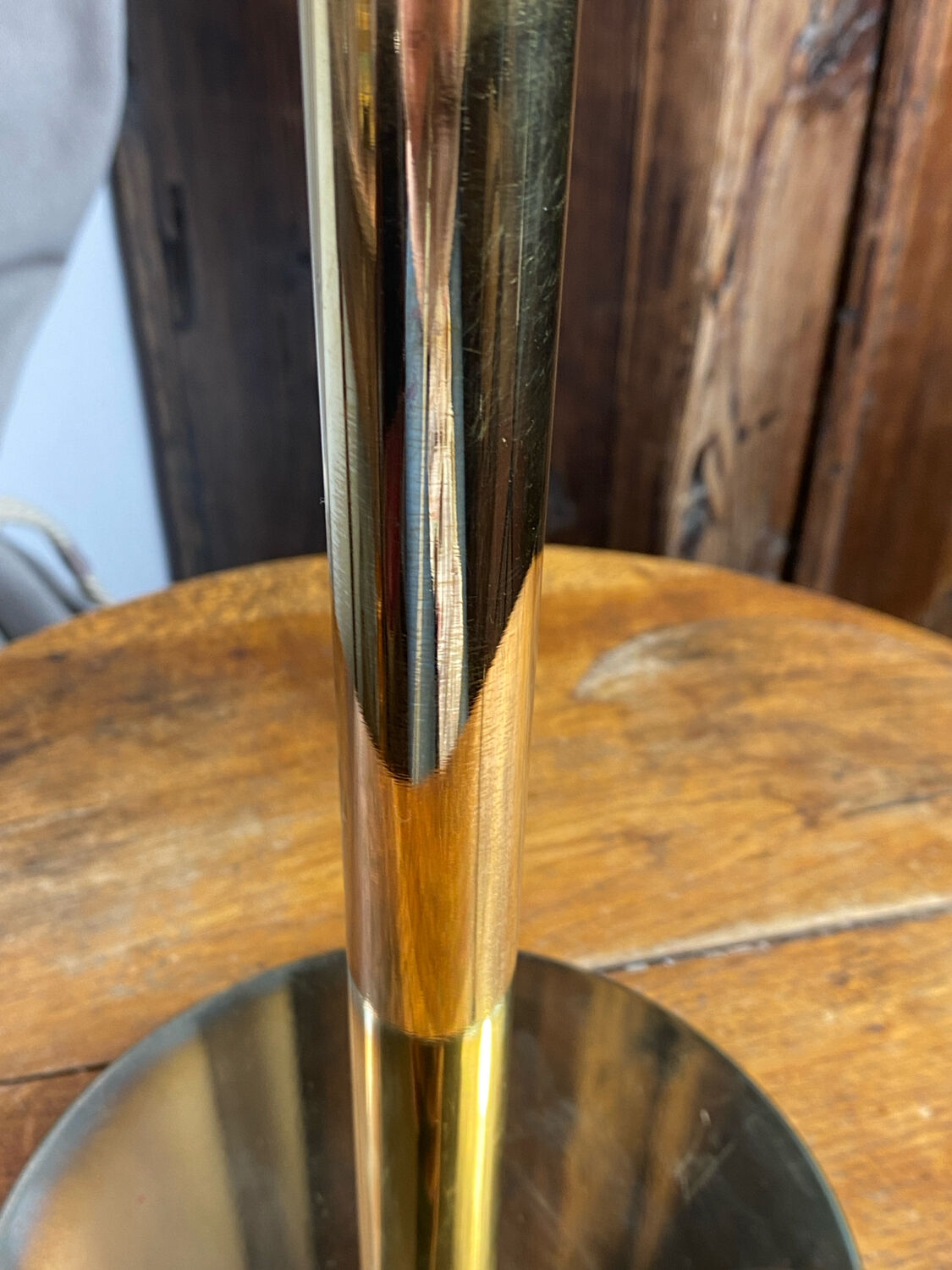 Brass lamp with pleated shade