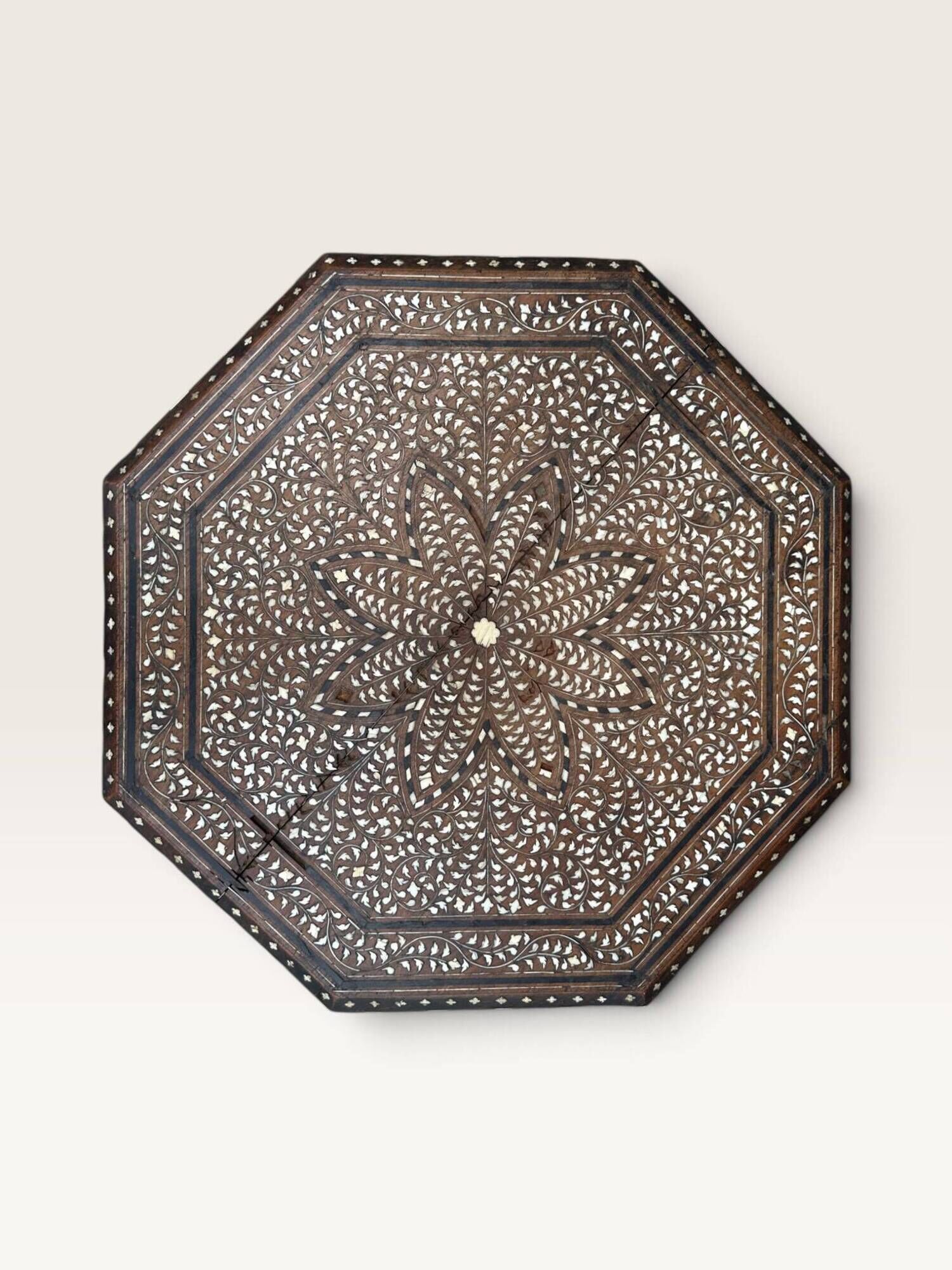 Hoshiarpur octagonal side table, rosewood, mother-of-pearl and bone, 1880