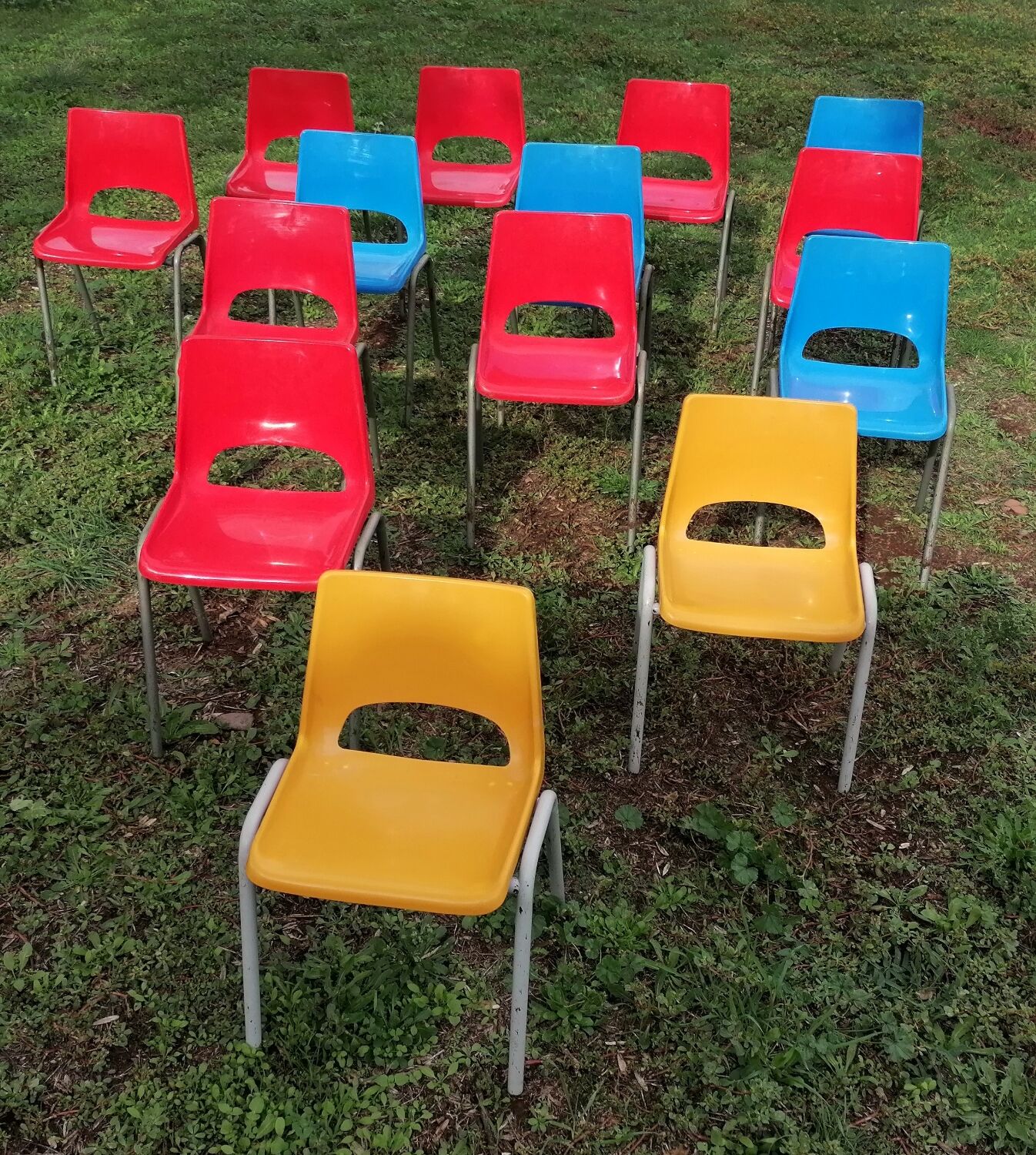 Set of 14 vintage kindergarten chairs