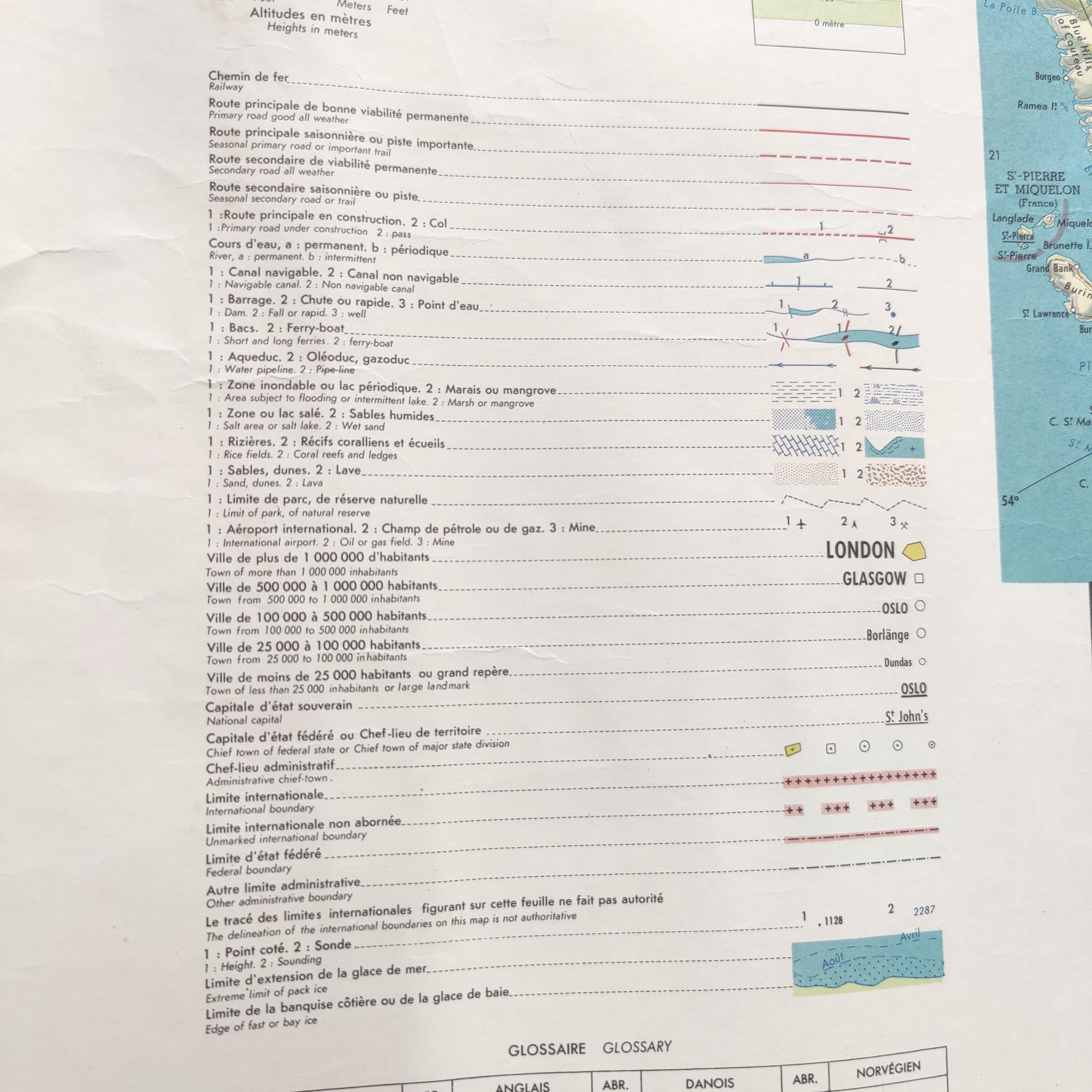 Vintage Map Iceland Greenland Canada 1968