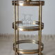 Pair of round old brass glass desserts