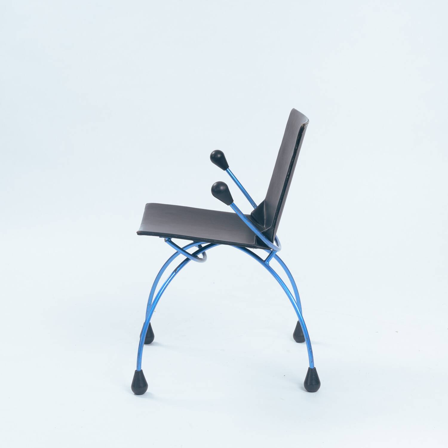 Postmodern metal leather chair by Boonzaaijer Mazairac, 1980s, Netherlands