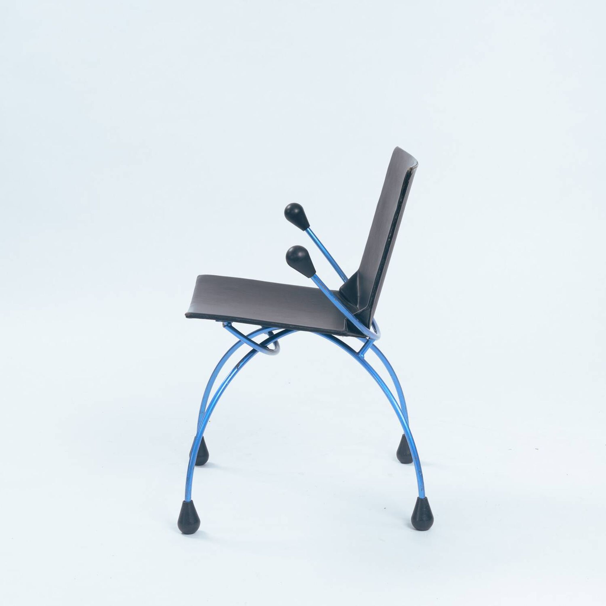 Postmodern metal leather chair by Boonzaaijer Mazairac, 1980s, Netherlands