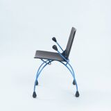 Postmodern metal leather chair by Boonzaaijer Mazairac, 1980s, Netherlands