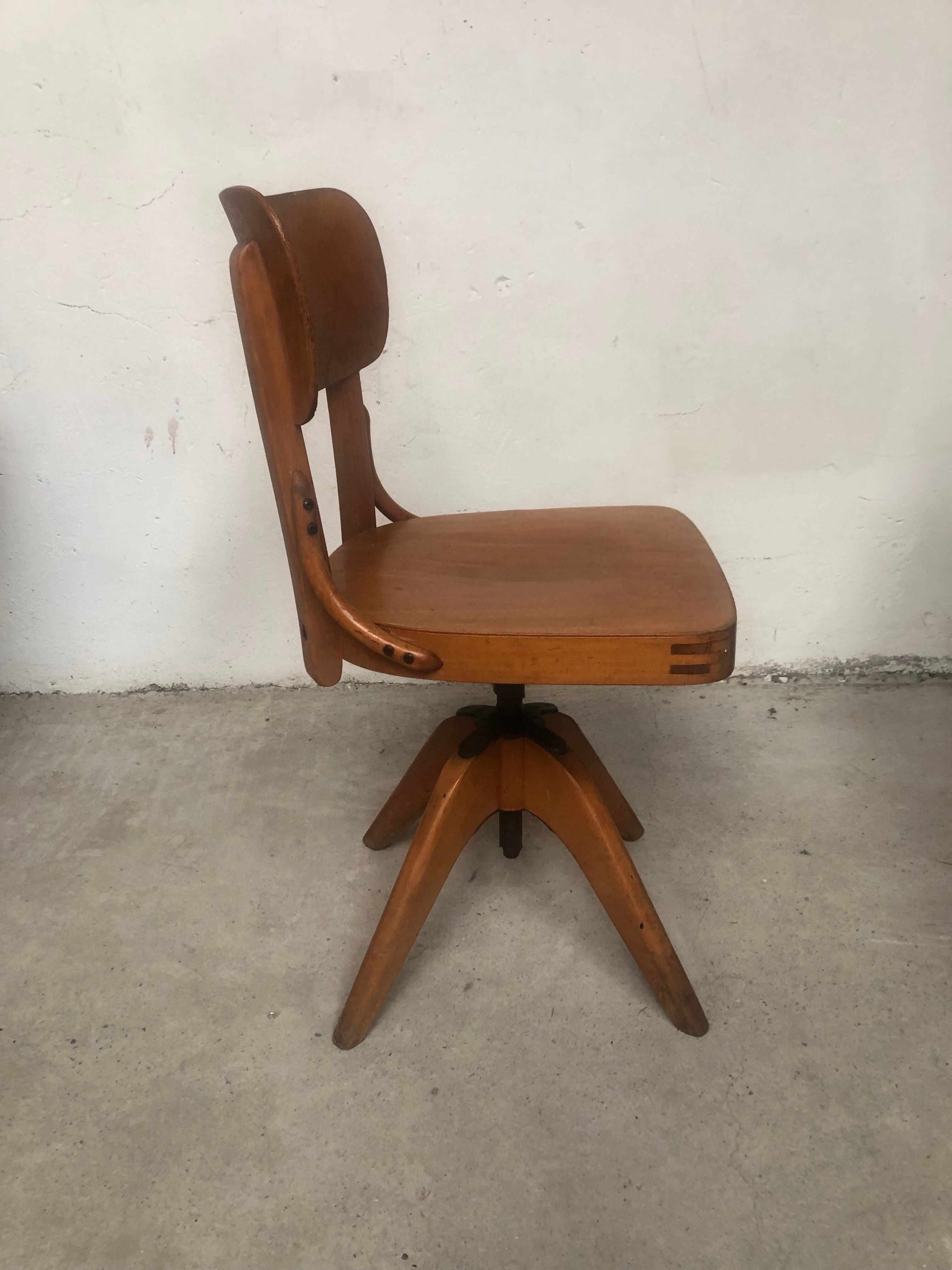 Office chair blond wood 50-60s vintage