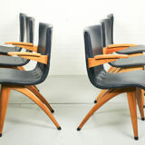 Ensemble de 6 chaises de salle à manger en similicuir Cor van Os modèle Swing, années 1960