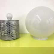 Lamp in chrome steel and opal glass by Michel Boyer for Verre Lumière