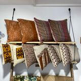 Pair of retro wool knitted cushions