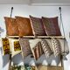 Pair of retro knitted wool cushions
