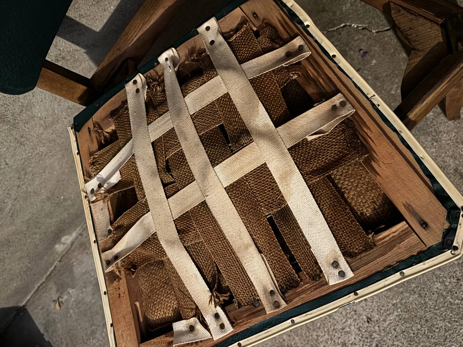 Pair of green vinyl chairs - 1950s