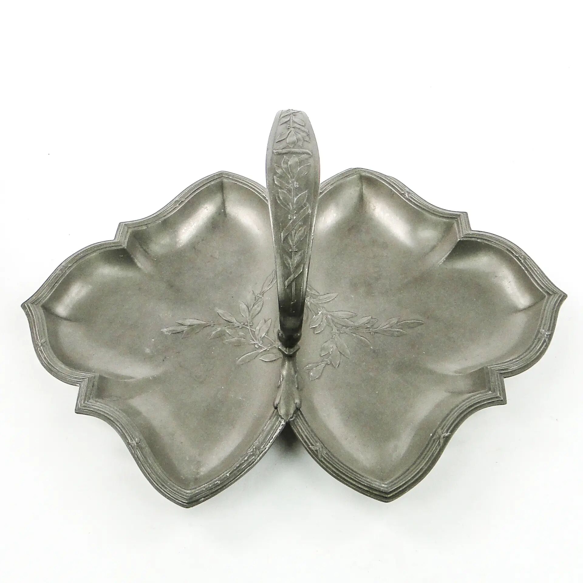 Art Nouveau appetiser cabaret, pewter, Germany, early 20th century