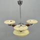 1940s Czechoslovak Art Deco Chandelier in Walnut Chrome and Glass