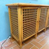 Sideboard in rattan and glass 1970