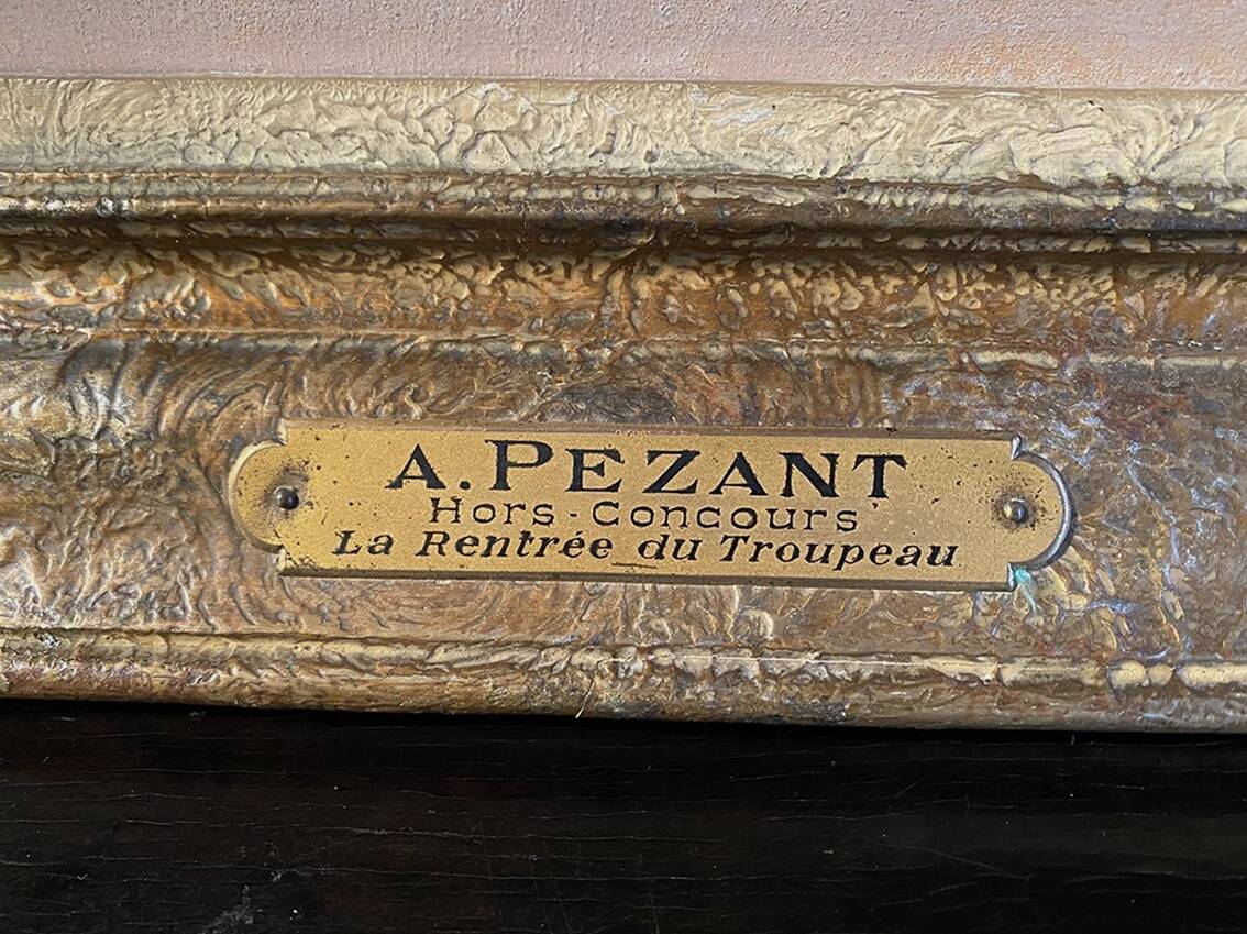 Alexandre Aymar Pezant (1846 – 1916) "The Return of the Herd". Large HST