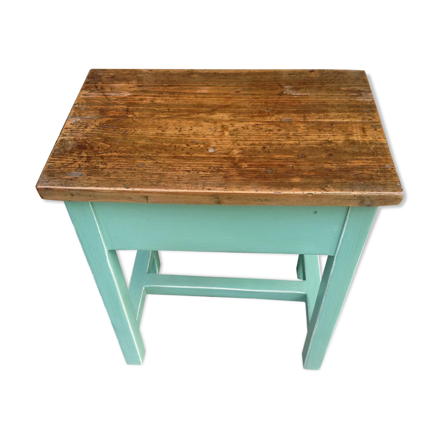 Green wooden stool