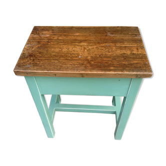 Green wooden stool