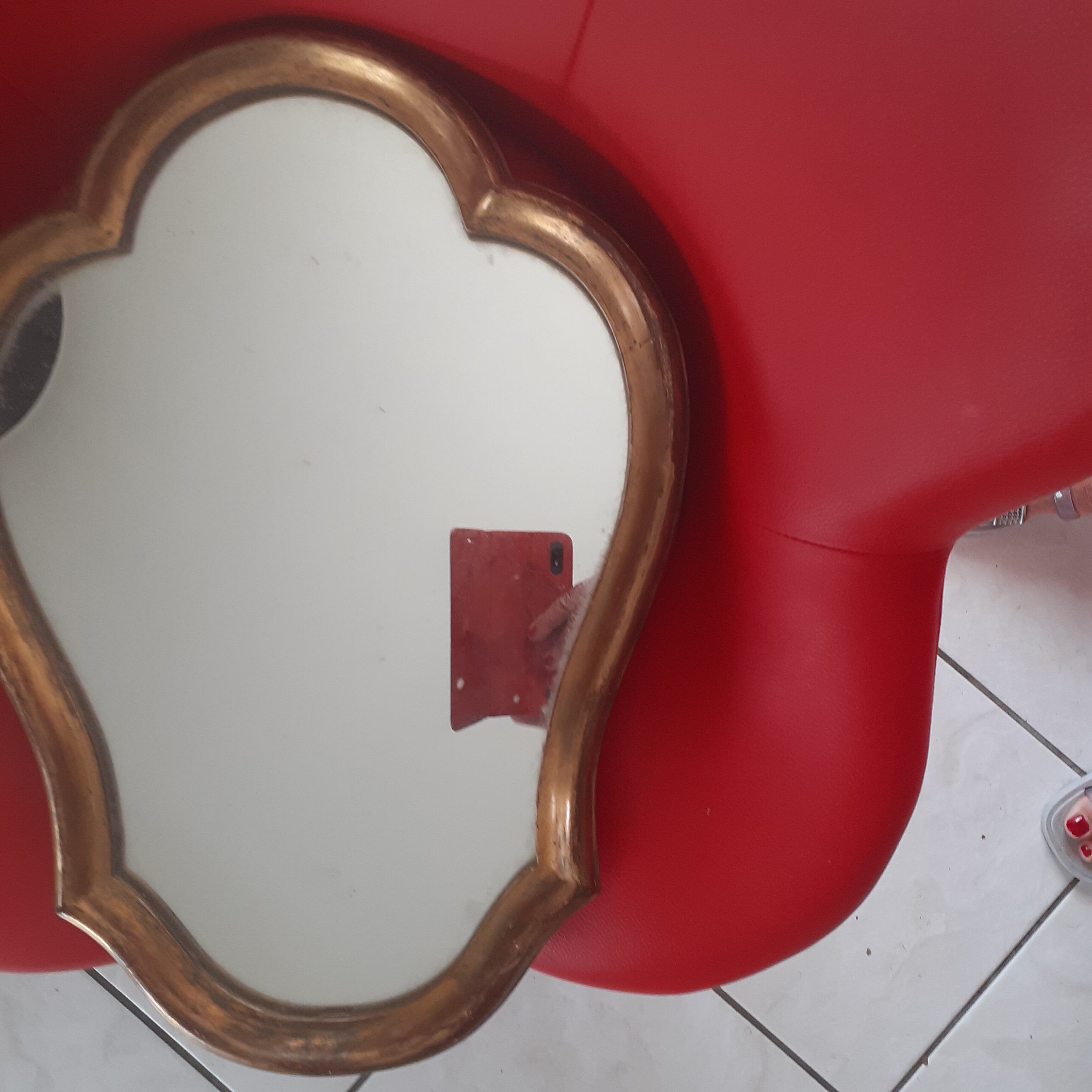 Miroir ancien en bois doré à l' or fin 45x45cm